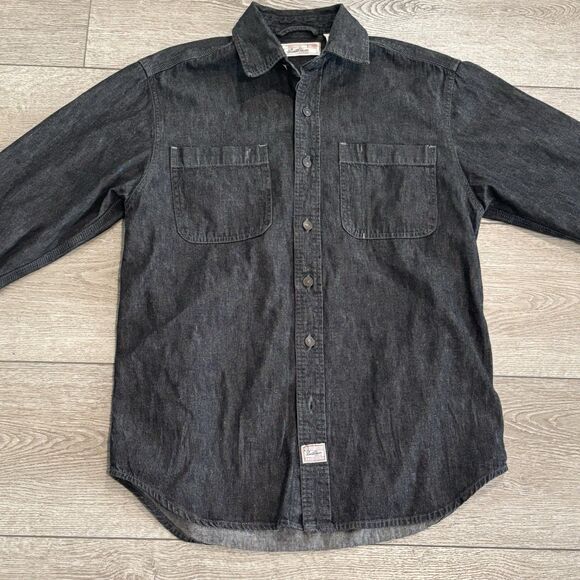 Levi Strauss Riveted Jean Denim Cotton Button Down Shirt Mens Small Casual - Picture 1 of 8